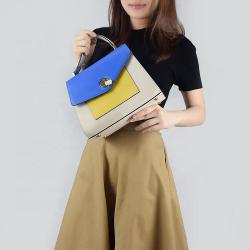 Contrast Color Handbags For Women Luxury Square Top Handle Handbags Elegant Business Bag