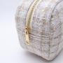New Style Small MOQ Ladies Custom Logo Skincare Beauty  Cases Cosmetiquera Travel Organizer Check Net Tweed Cosmetic Bag