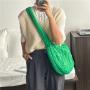 Fashion Minimalist Ladies Shoulder Bags Ruched Pleated Plaid Luxury Messenger Bags Crossbody Soft Nylon Casual Crescent Bag