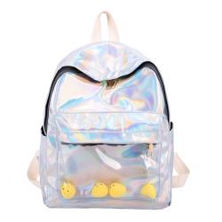 Holographic rainbow fashion school bags backpack custom laser ita bag with clear pocket