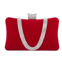 Hot sale velvet clutch bag luxury evening bags crystal long chain shoulder bags lady design rhinestone evening purses for ladies