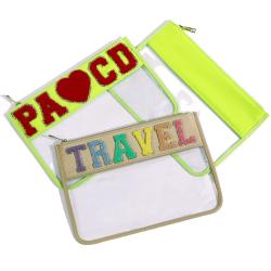 Promotional Gift Custom DIY Letter Patches Transparent Make Up Bag Clear Cosmetic Brush Bag PVC  Pouches