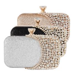 Popular Ladies handbags with diamond inlaid banquet clutch bag party rhinestone handbag dress and evening bags wholesale