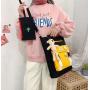 New Fashion Unisex Canvas Bag Custom Ins Large Capacity Double Shoulder Cross Body Bag Zipper Simple Constracting Color Backpack