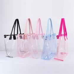 Keymay New Design Rts Stock 10 Colors Fashion Waterproof Girls Pvc Beach Shoulder Bag Wholesale Clear Handbags Large Beach Tote