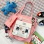 New Fashion Unisex Canvas Bag Custom Ins Large Capacity Double Shoulder Cross Body Bag Zipper Simple Constracting Color Backpack