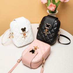 Small embroidered phone bags for women pu leather zipper Ladies messenger bag wholesale chain strap shoulder crossbody bag
