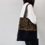 Custom Logo New Leopard Pattern Canvas Bag for Women's Shoulder Large Capacity Tote Bag Student Handbag