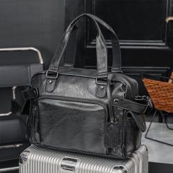 Classic Men's Handbag Solid Color Luxury Mens Bags PU Fashion Travel Bag Trend