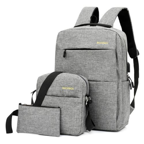 ZR316 2023 USB Charged Computer Bag Three Piece Business Backpack Men's Canvas Bag Student Schoolbag Backpack