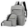 ZR316 2023 USB Charged Computer Bag Three Piece Business Backpack Men's Canvas Bag Student Schoolbag Backpack
