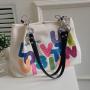 Letter Printing Fashion Women Bags Large Capacity Canvas Tote Bag Pure Color Ladies Handbags Women Bag JY220815