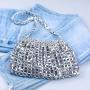 Custom Wholesale New Handwoven Pvc Beaded Shoulder Bag Long Chain Crossbody Mini Bag Shiny Design Party Evening Bag