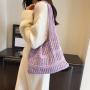 HR650 Women's Bag Knit Woven Hollow Mesh Pocket Fashion Working Bag Comfortable Portable Shoulder Female Girl Shopping Fruit Bag