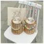 Summer beach rattan straw basket hand bag woven crossbody colorful beaded pearl chain bag 2024