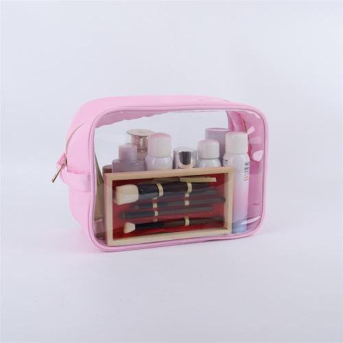 Keymay RTS Stock S M L XL 7 Colors Custom Logo Waterproof PVC Clear Makeup Bag Transparent Plastic Pouch Cosmetic Bag Makeup