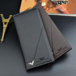 ZR655 Men Long Wallet Card Holder Card Positions Case Open Frosting Purse Retro Money Clip Billfold Dollars PU Purse Wallet
