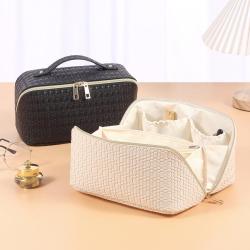 oem manufacturers custom makeup bag pouch beauty women girls double zippers pu leather travel cosmetic bags