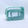 Custom Logo Stock Portable Waterproof Transparent PVC Makeup Bag Travel Clear PVC Wash Toiletry Cosmetic Bag