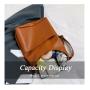 HR601 Women's Bag Simple Casual Fashion Soft PU Leather One Shoulder Bucket Bag Retro Solid Color Magnetic Buckle Tote Bag