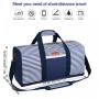Customized Logo Blue Strip Nylon Shoulder Sport Weekender Bags Hand Carry Travel Overnight Duffle Bags for Women Men