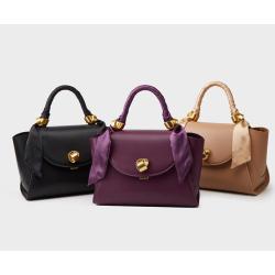 Fashion Ladies Designer Swing Bags Elegant Solid Color Golden Lock Hardware Cross Body Saddle Bag Scarf All-match Sling Purse