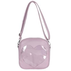 Custom Transparent Heart Clear PVC Window Ita Bags Fashion PU Leather Crossbody Bags Women Handbag