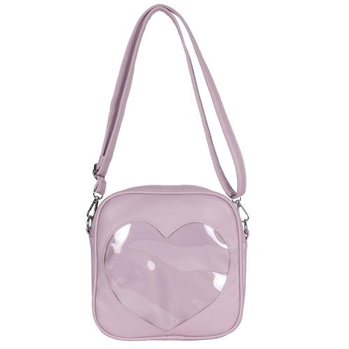 Custom Transparent Heart Clear PVC Window Ita Bags Fashion PU Leather Crossbody Bags Women Handbag