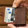 Automatic Smart Wallet Aluminum Card Holder PU leather Money Clip Credit Business Wallet RFID Blocking Credit Card Holder Wallet