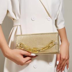 Factory hot selling golden women clutch bags with acrylic chain dinner dress clutch purses and handbags for women wallets