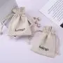 Custom Logo Printed 100% Linen Drawstring Bag Jewelry Hairpin Necklace Packaging Jute Linen Pouch