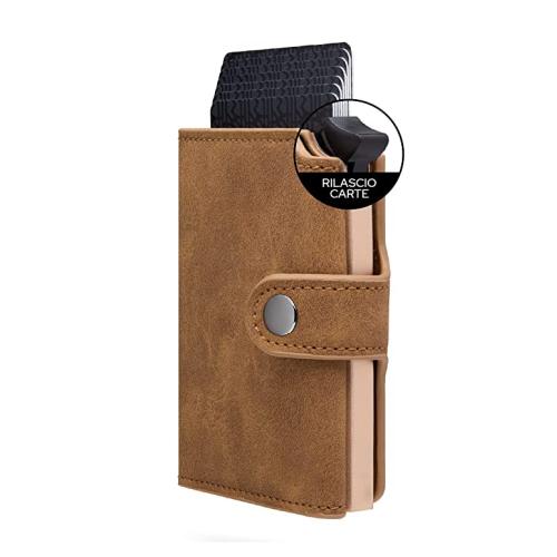 Men Slim Bifold Credit Card Case Compact Card Holder Automatic Pop Up Wallet