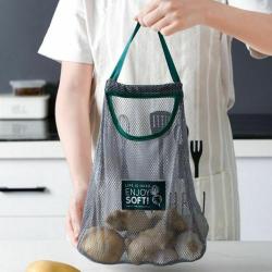 Gelory Polyester Mesh Hanging Bag Reusable Grocery Eco Shopping Tote Kitchen Fruits Vegetables Storage Bags