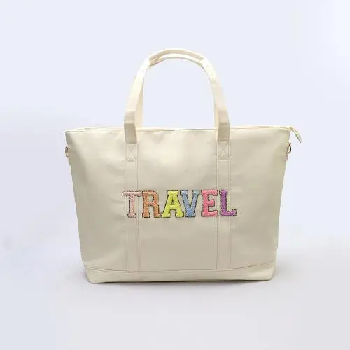 Custom Fashion Durable Waterproof Large Daily Nylon Shoulder Grocery Bag Zippered Women's Tote Bag Embroidery Nylon Bag