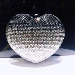 Factory Price Luxury Heart Shape Bean Party Purse Clutches Rhinestone luxury metal clutch purses frames for weddings