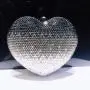 Factory Price Luxury Heart Shape Bean Party Purse Clutches Rhinestone luxury metal clutch purses frames for weddings