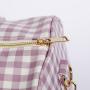 Keymay RTS Custom Logo Cute Gingham Ruffle Overnight Duffle Bag Women Weekender Organizer Travel Bags Duffle Travel Bag
