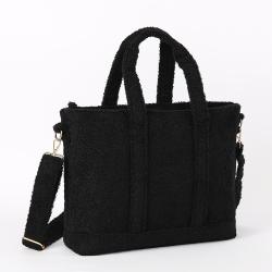 Keymay RTS Popular Bridesmaid Honeymoon Gift High Quality Plush Sherpa Travel Storage Bag Custom Logo Handbag Beach Tote Bag