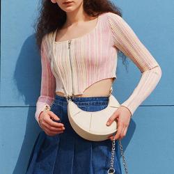 2024 Small Bag For Mini Purse Tote Cross body  Women Soft Wrinkled Half Moon Cute Sling Handbag Faux Leather Shoulder bag