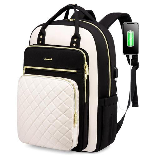 LOVEVOOK Custom Fashion Quilted Waterproof Teenagers Daypack Trendy Anti Theft School bookBags USB Women College Laptop Backpack