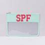 Keymay Custom Gift Low MOQ Sew Embroidery Chenille Varsity Letter Transparent Bags Design Travel Makeup Bag Clear Cosmetic Bag