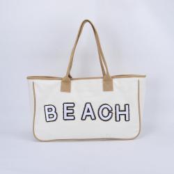 Keymay Custom Large Waterproof Canvas Bag with Magnetic Closure Cotton Lining Long Handle Pool Swim Bag For Women Beach Tote Bag