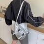New Hip Hop Men's Waist Bag Rivet Sequins Silver Waterproof Messenger Bag Women's Unisex Waist Bag
