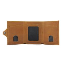 Slim pop up credit card wallet retro genuine leather rfid pop up smart wallet for men