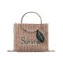 New Fashion Versatile Straw Woven Handbag Custom Pure Color Casual Cross-body Bag Pu Leather Single Shoulder Small Square Bag