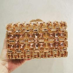 Rhinestone Diamond Luxury Handmade Crystal Party Handbags Gold Wedding Purse Box Women Clutch Bags Evening Bags