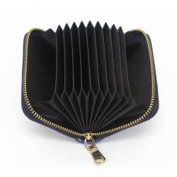 Women PU Leather Accordion Card Holder Small Zipper Printed Leather Wallet