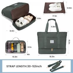 LOVEVOOK 3pc/set Weekender Overnight Travel Bags with Shoes Compartment & Toiletry Pouch Gym Bag Tote Hospital Travel Duffle Bag