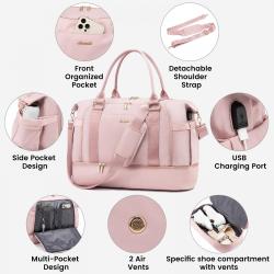 LOVEVOOK 2023 custom 2pcs Tote Weekender overnight Bag Yoga Gym USB Bag for Travel Sports Duffel bags with wet pocket unisex
