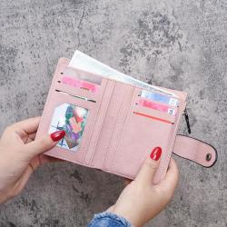 2024 Spring and summer new short women's wallets fashion frosted ladies student trifold small wallet buckle purse wholesale
